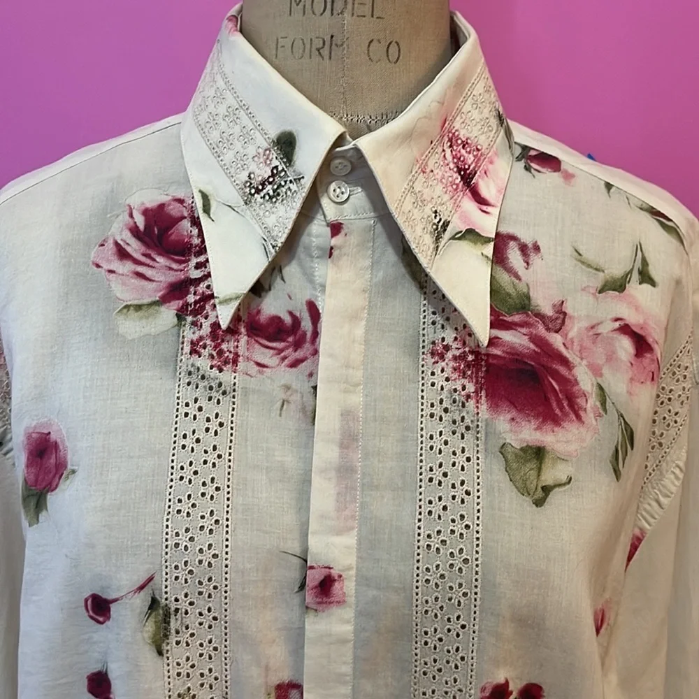 Ben Sherman Cream Red Roses FLoral Shirt_3